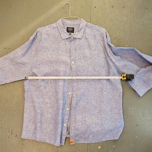 Charles Tyrwhitt Long Sleeve SF Cobalt Blue Pure Linen Shirt XXL Slim Fit
